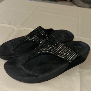Fitflop Black Sparkly Slide Sandals Size 10